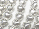 Copper Vertical Hole Heart 8x8x5mm Silver coated 1strand beads (aprx.7inch/18cm)