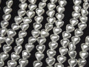 Copper Vertical Hole Heart 8x8x5mm Silver coated 1strand beads (aprx.7inch/18cm)