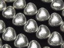 Copper Vertical Hole Heart 10x10x6mm Silver Coating 1strand beads (aprx.7inch / 18cm)