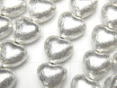 Copper Vertical Hole Heart 10x10x6mm Silver Coating 1strand beads (aprx.7inch / 18cm)
