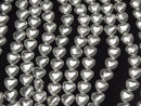 Copper Vertical Hole Heart 10x10x6mm Silver Coating 1strand beads (aprx.7inch / 18cm)