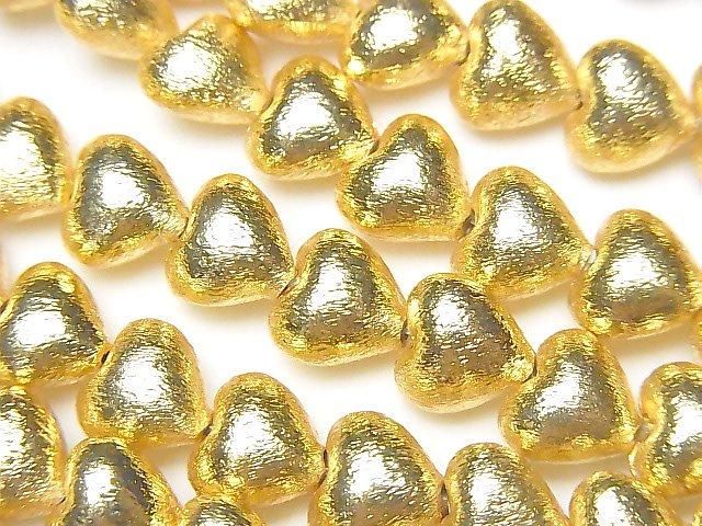 Copper Vertical Hole Heart 8x8x6mm 18KGP half or 1strand beads (aprx.7inch/18cm)