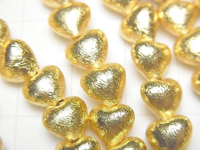 Copper Vertical Hole Heart 8x8x6mm 18KGP half or 1strand beads (aprx.7inch/18cm)