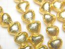 Copper Vertical Hole Heart 8x8x5mm 18KGP 1strand beads (aprx.7inch / 18cm)
