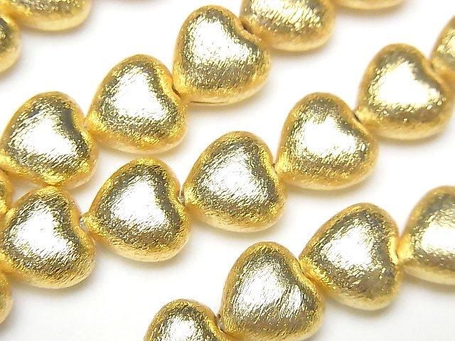 Copper Vertical Hole Heart 10x10x7mm 18KGP half or 1strand beads (aprx.7inch/18cm)