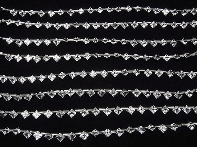 [Video] High Quality White Topaz AAA Diamond Princess Cut 7x7mm 1strand (18pcs)