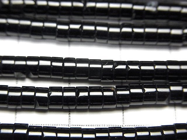 [Video] Onyx Rondelle (Heishi) 4x4x2mm 1strand beads (aprx.15inch / 37cm)