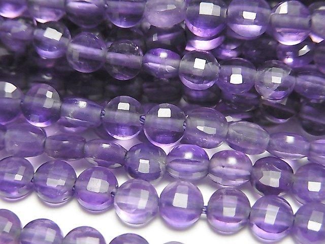 紫水晶 AA++ 刻面圓形 4x4x2.5mm 1 串珠 (約15英吋/36公分)高品質！