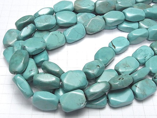 [Video] Magnesite Turquoise Faceted Rectangle 22x15mm half or 1strand beads (aprx.15inch / 36cm)