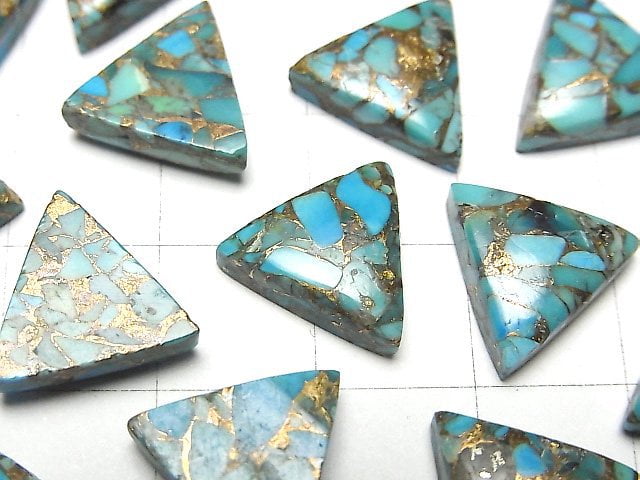 [Video] Blue Copper Turquoise AAA Triangle Cabochon 12x12mm 3pcs