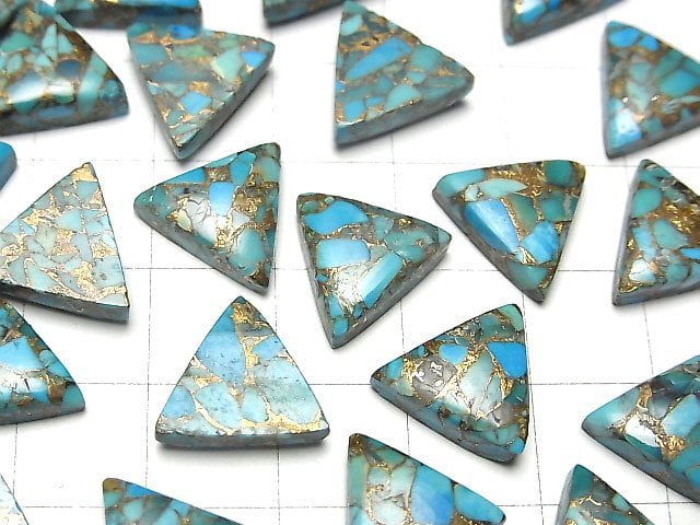 [Video] Blue Copper Turquoise AAA Triangle Cabochon 12x12mm 3pcs