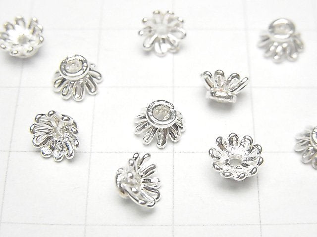 Copper Bead cap 6x6x3mm silver coating 1strand beads (aprx.7inch / 18cm)