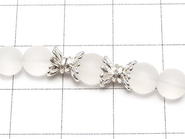 Copper Bead cap 6x6x3mm silver coating 1strand beads (aprx.7inch / 18cm)
