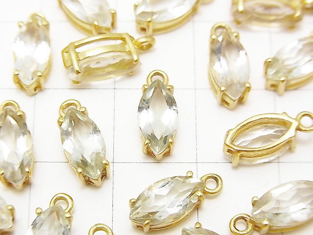 [Video] High Quality Green Amethyst AAA Bezel Setting Marquise Faceted 10x5mm 18KGP 2pcs