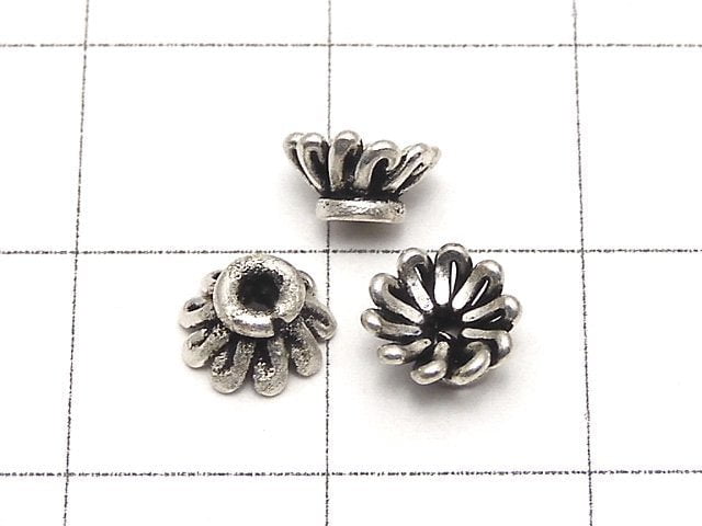 Copper Bead cap 6x6x3mm Silver Coating Oxidized Finish 1strand beads (aprx.7inch / 18cm)