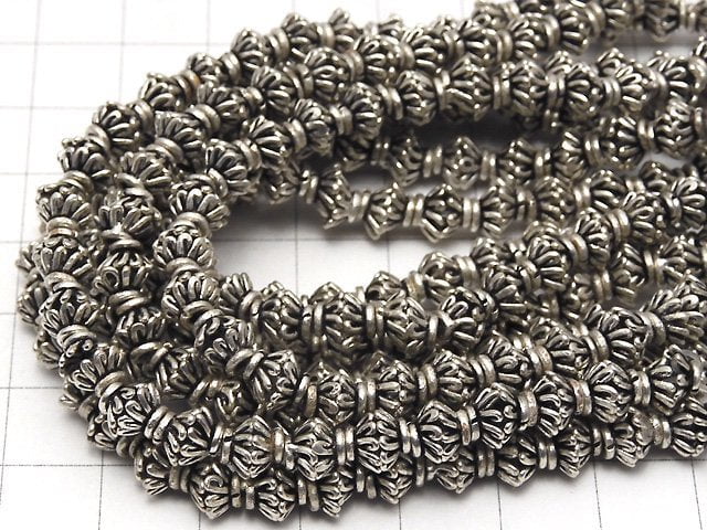 Copper Bead cap 6x6x3mm Silver Coating Oxidized Finish 1strand beads (aprx.7inch / 18cm)