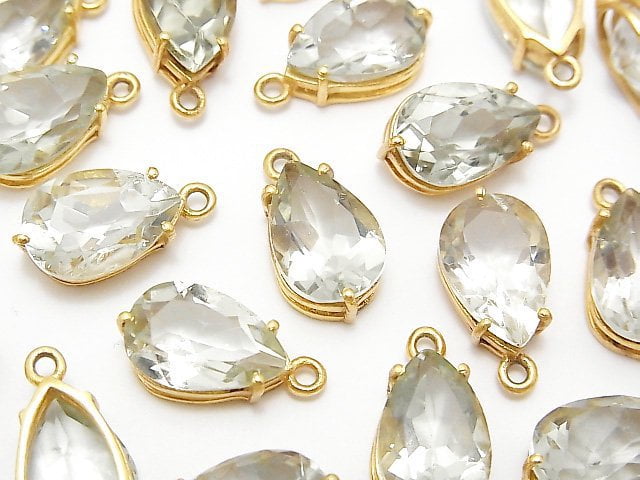 Bezel Setting, Green Amethyst, Pear Shape Gemstone Beads