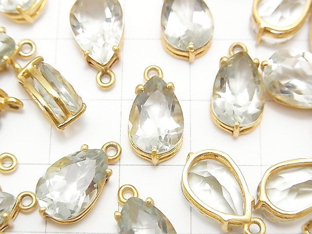 [Video] High Quality Green Amethyst AAA Bezel Setting Pear shape Faceted 12x8mm 18KGP 2pcs