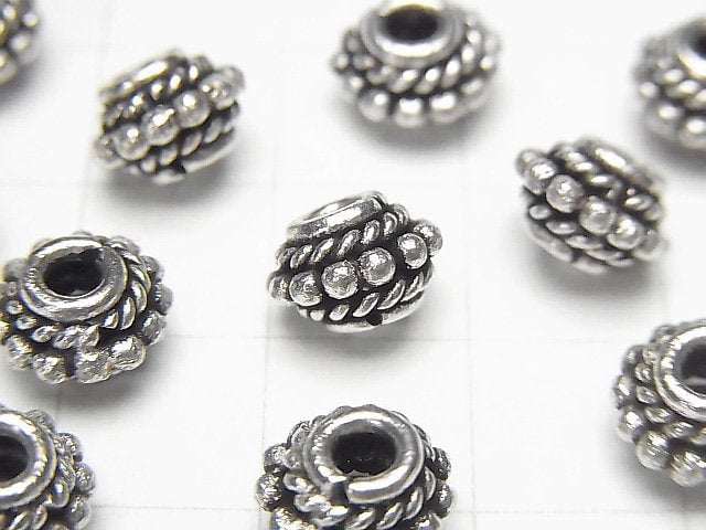Copper Rondelle 9x9x5mm Silver Coating Oxidized Finish half or 1strand beads (aprx.7inch / 18cm)