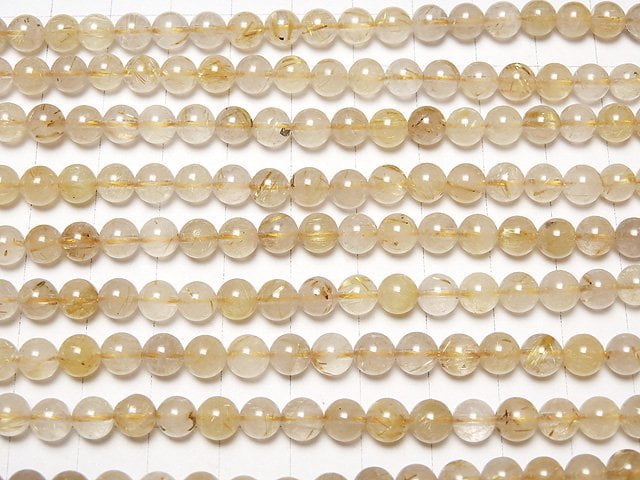 [Video] Rutilated Quartz AA Round 6mm 1strand beads (aprx.15inch / 38cm)