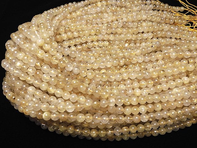 [Video] Rutilated Quartz AA Round 6mm 1strand beads (aprx.15inch / 38cm)