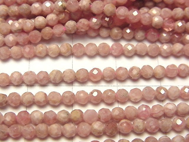 High Quality! Argentina Rhodochrosite AA Faceted Round 3mm 1strand beads (aprx.15inch / 36cm)