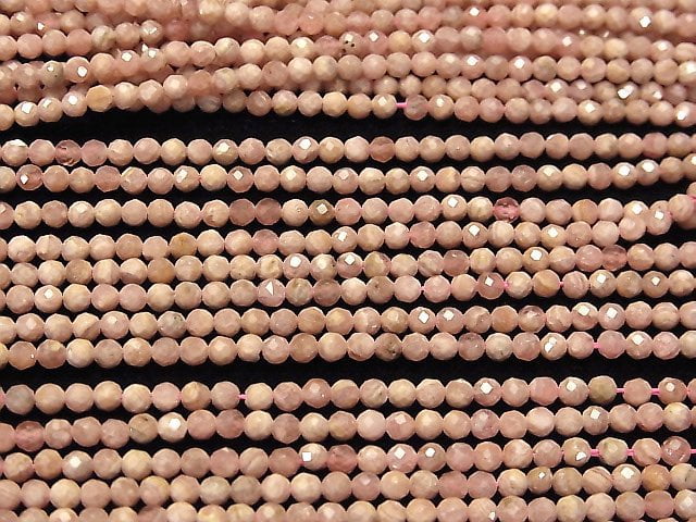 High Quality! Argentina Rhodochrosite AA Faceted Round 3mm 1strand beads (aprx.15inch / 36cm)