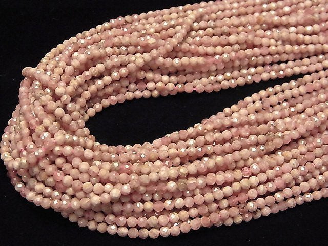 High Quality! Argentina Rhodochrosite AA Faceted Round 3mm 1strand beads (aprx.15inch / 36cm)