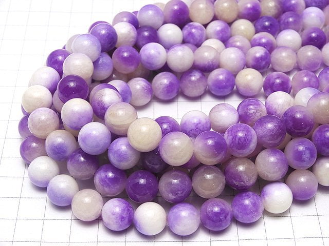 Purple & Yellow Jade Round 12mm 1strand beads (aprx.15inch / 36cm)