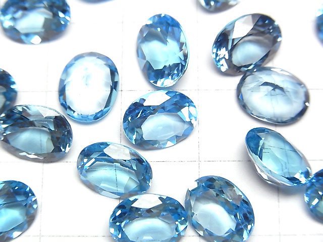 [Video]High Quality Swiss Blue Topaz AAA Loose stone Oval Faceted 10x8mm 1pc