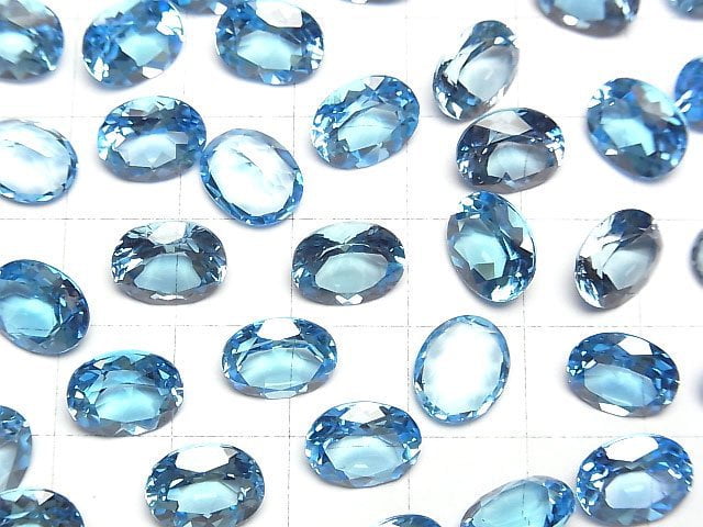 [Video]High Quality Swiss Blue Topaz AAA Loose stone Oval Faceted 10x8mm 1pc