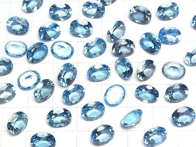 [Video]High Quality Swiss Blue Topaz AAA Loose stone Oval Faceted 10x8mm 1pc