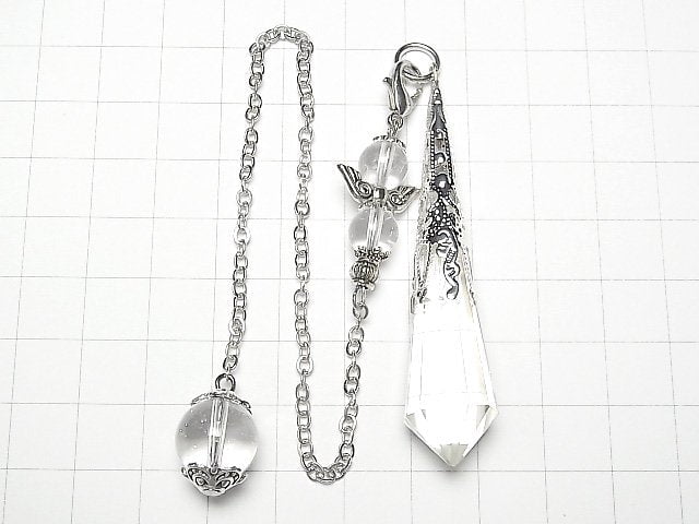 [Video] Crystal AA++ Pendulum 70x16x16mm with chain Silver color 1pc