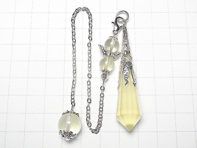 [Video] Lemon Quartz AA++ Pendulum 70x16x16mm with chain Silver color 1pc