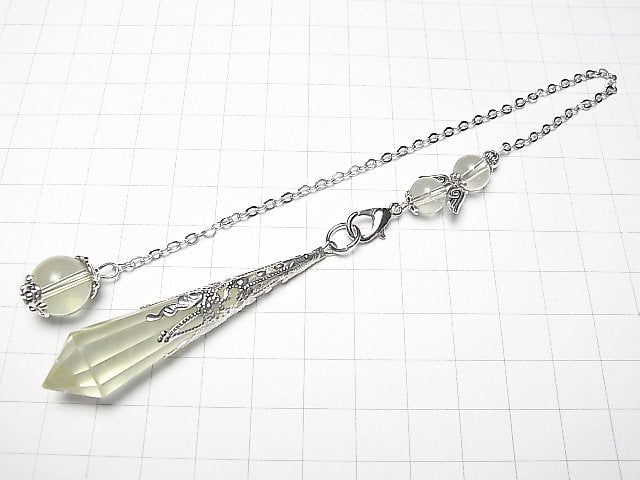 [Video] Lemon Quartz AA++ Pendulum 70x16x16mm with chain Silver color 1pc