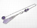 [Video] Amethyst AA++ Pendulum 70x16x16mm with chain Silver color 1pc