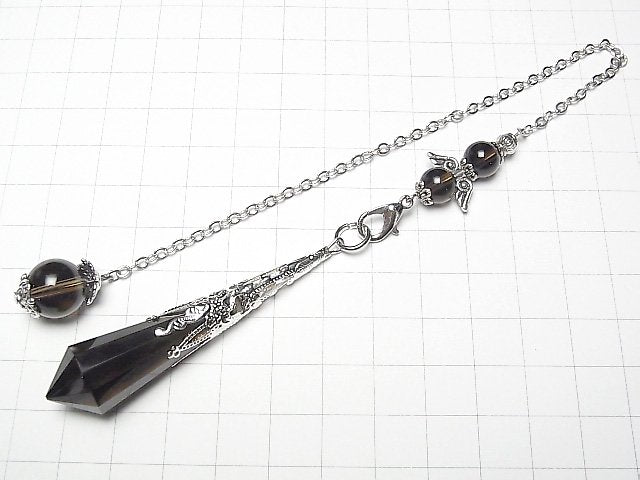 [Video] Smoky Quartz AA++ Pendulum 70x16x16mm with chain Silver color 1pc