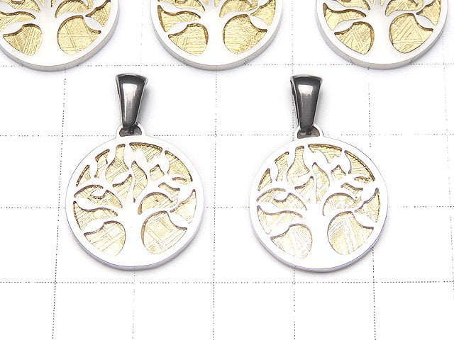 [Video] Meteorite Tree Motif Pendant 17mm Yellow Gold Silver925