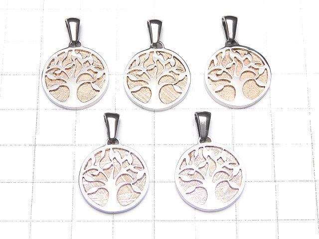 [Video] Meteorite Tree Motif Pendant 17mm Pink Gold Silver925