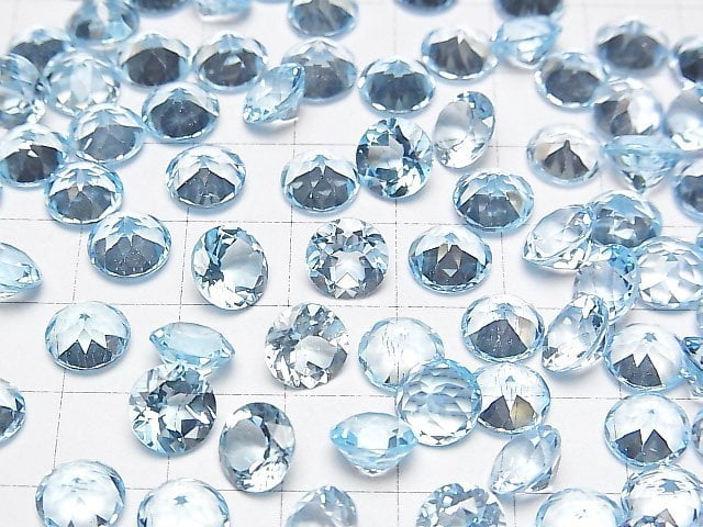 [Video]High Quality Sky Blue Topaz AAA Loose stone Round Faceted 8x8mm 5pcs