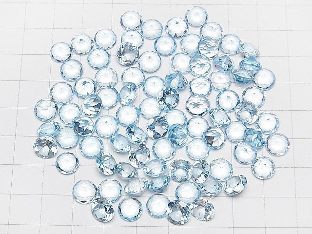 [Video]High Quality Sky Blue Topaz AAA Loose stone Round Faceted 8x8mm 5pcs