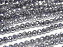 [Video]High Quality! Hematite Faceted Round 3mm Silver Coated 1strand beads (aprx.15inch/36cm)