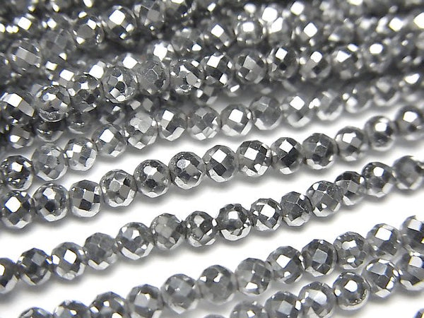Faceted Round, Hematite Gemstone Beads
