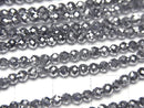 [Video]High Quality! Hematite Faceted Round 3mm Silver Coated 1strand beads (aprx.15inch/36cm)
