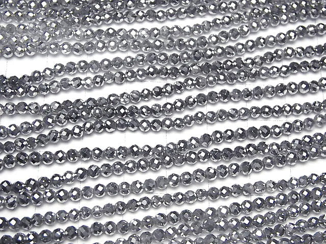 [Video]High Quality! Hematite Faceted Round 3mm Silver Coated 1strand beads (aprx.15inch/36cm)