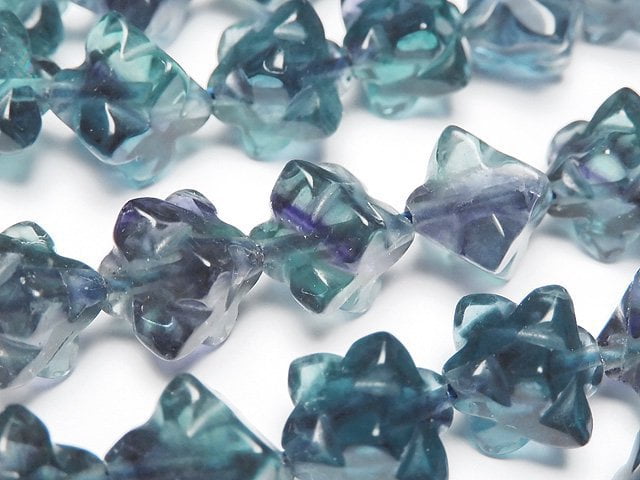 [Video] Blue Green Fluorite AAA Star Dice Shape 12x12mm half or 1strand beads (aprx.14inch / 35cm)