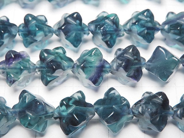 [Video] Blue Green Fluorite AAA Star Dice Shape 12x12mm half or 1strand beads (aprx.14inch / 35cm)