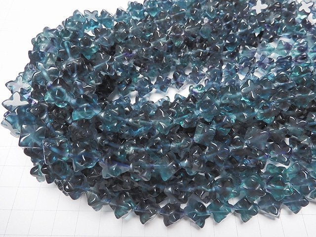 [Video] Blue Green Fluorite AAA Star Dice Shape 12x12mm half or 1strand beads (aprx.14inch / 35cm)