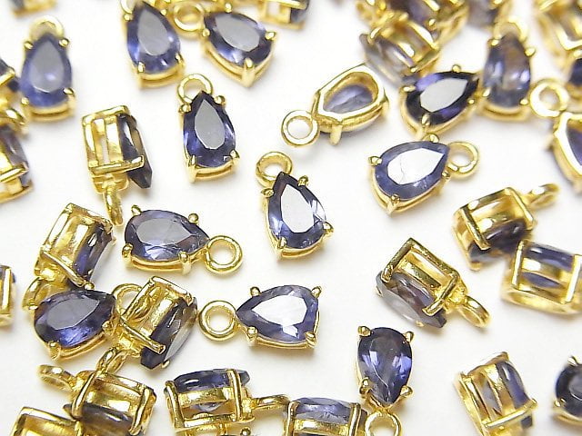 Bezel Setting, Iolite, Pear Shape Gemstone Beads