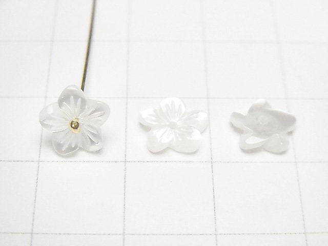 [Video] High Quality White Shell (Silver-lip Oyster) AAA Flower 6-20mm Center Hole 5pcs